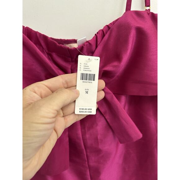 NWT Anthropologie Hutch Pink Satin Bow-Tie Sleeveless Cropped Jumpsuit Medium - Picture 7 of 14